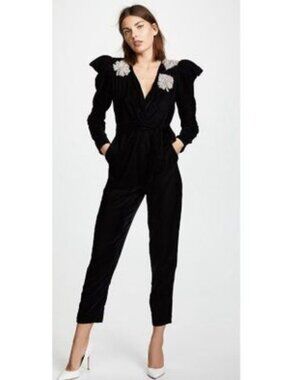 Dodo Bar Or Velvet Embroidered Jumpsuit Black Size 42/ US 4-6